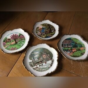Golden Apricot Vintage plate set EUC